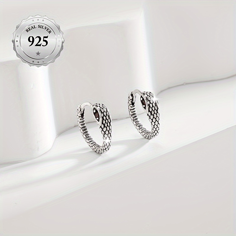 Python Infinite Loop Gothic Poisonous Snake Retro Hip Hop S925 Silver Earrings